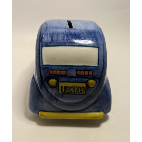 Vintage 2003 Andrea By Sadek Ceramic Volkswagen VW Bug Car Coin Bank Porcelain - Picture 4 of 6